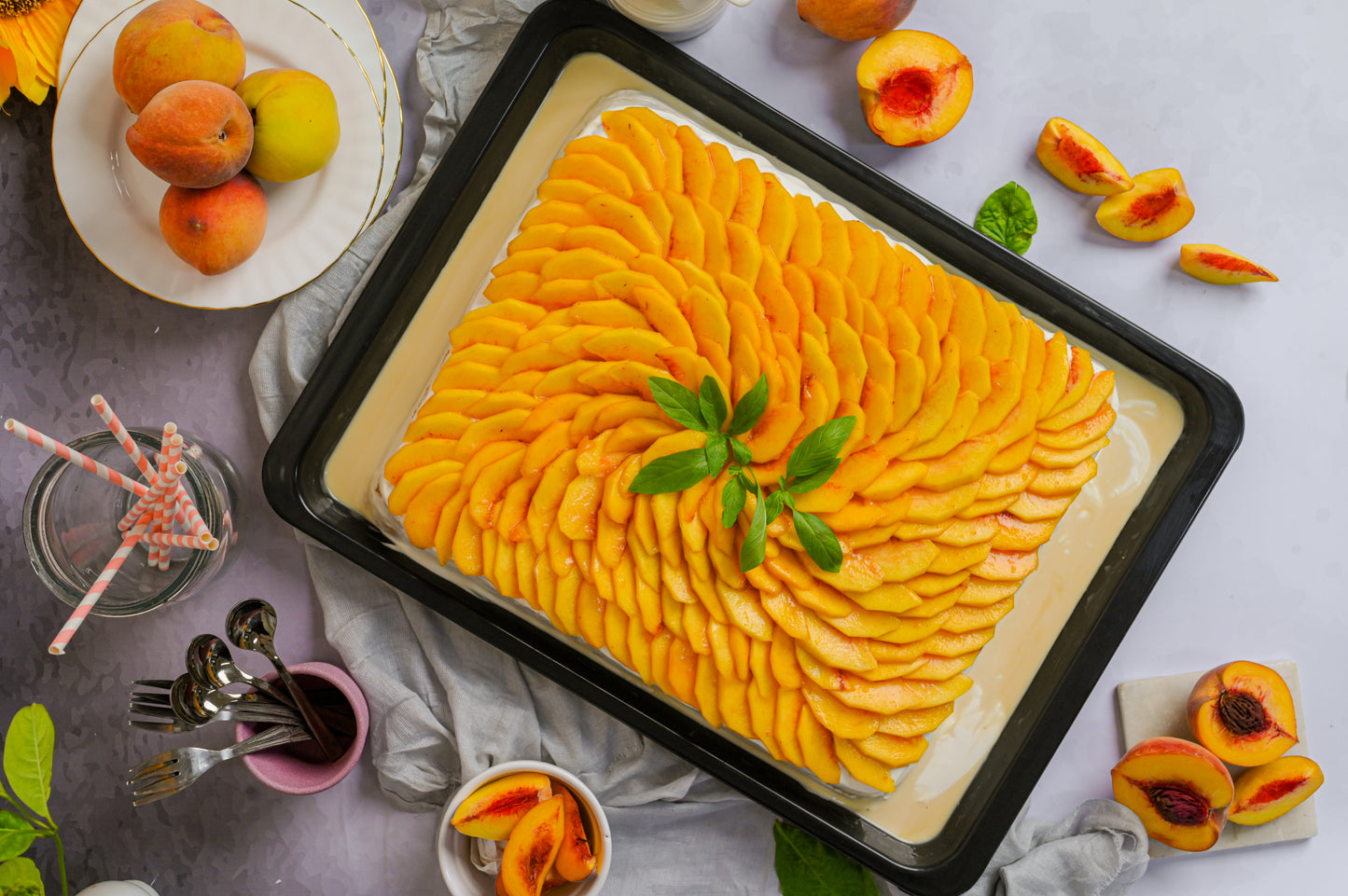Large Peach Three Milk Cake