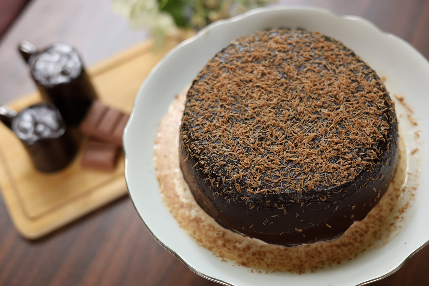 Sugar-Free Chocolate Tres Leches Cake: A rich, freshly baked cake soaked in our signature sugar-free Tres Leches blend, with layers of decadent chocolate.