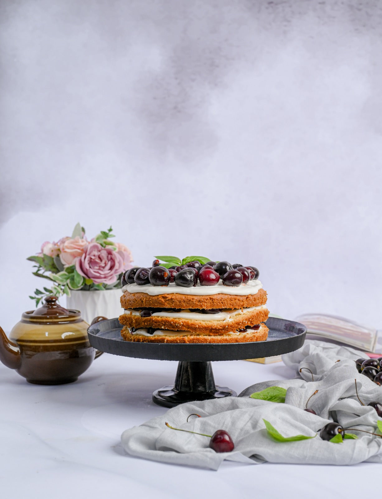 Cherry Victoria Sponge Cake