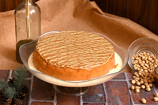 Butter Scotch-Salted Caramel Tres Leches Cake: Freshly baked, soaked in our signature Tres Leches blend, and topped with rich butterscotch and salted caramel.