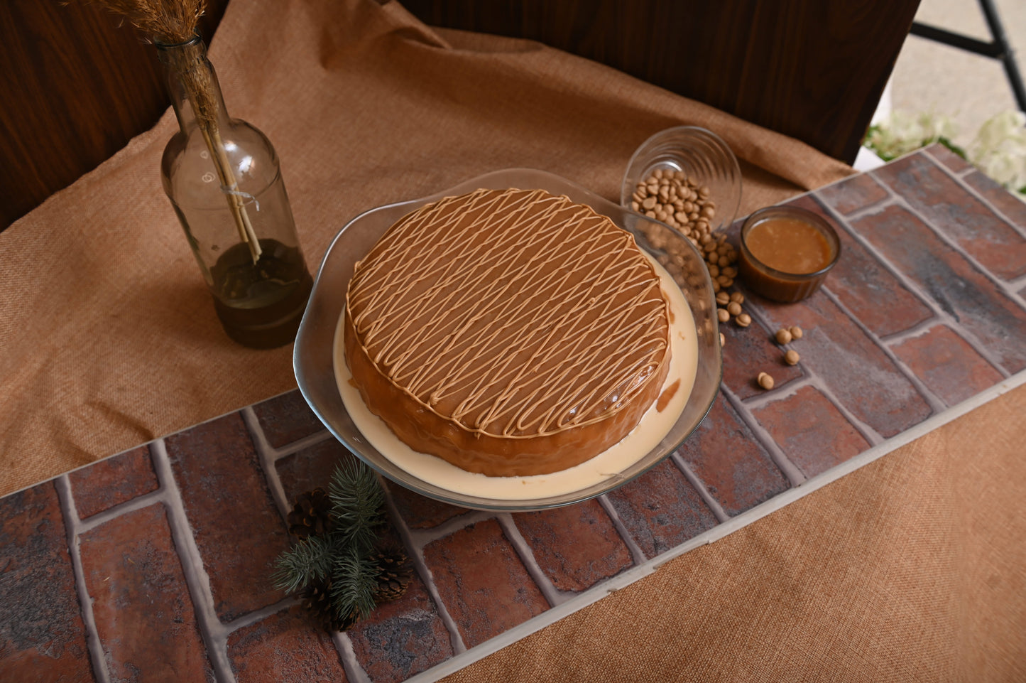 Butter Scotch-Salted Caramel Tres Leches Cake: Freshly baked, soaked in our signature Tres Leches blend, and topped with rich butterscotch and salted caramel.