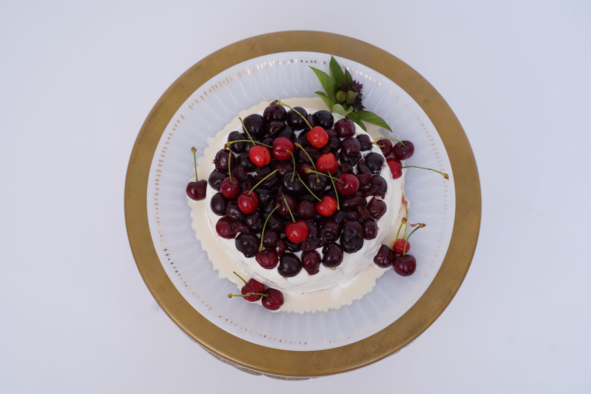 Tres Leches Cake or Three Milk Cake with Cream and Fresh Cherry Topping, Auntie Munaver's
