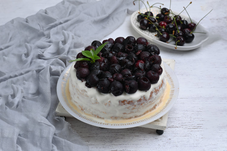 Tres Leches Cake or Three Milk Cake with Cream and Fresh Cherry Topping, Auntie Munaver's
