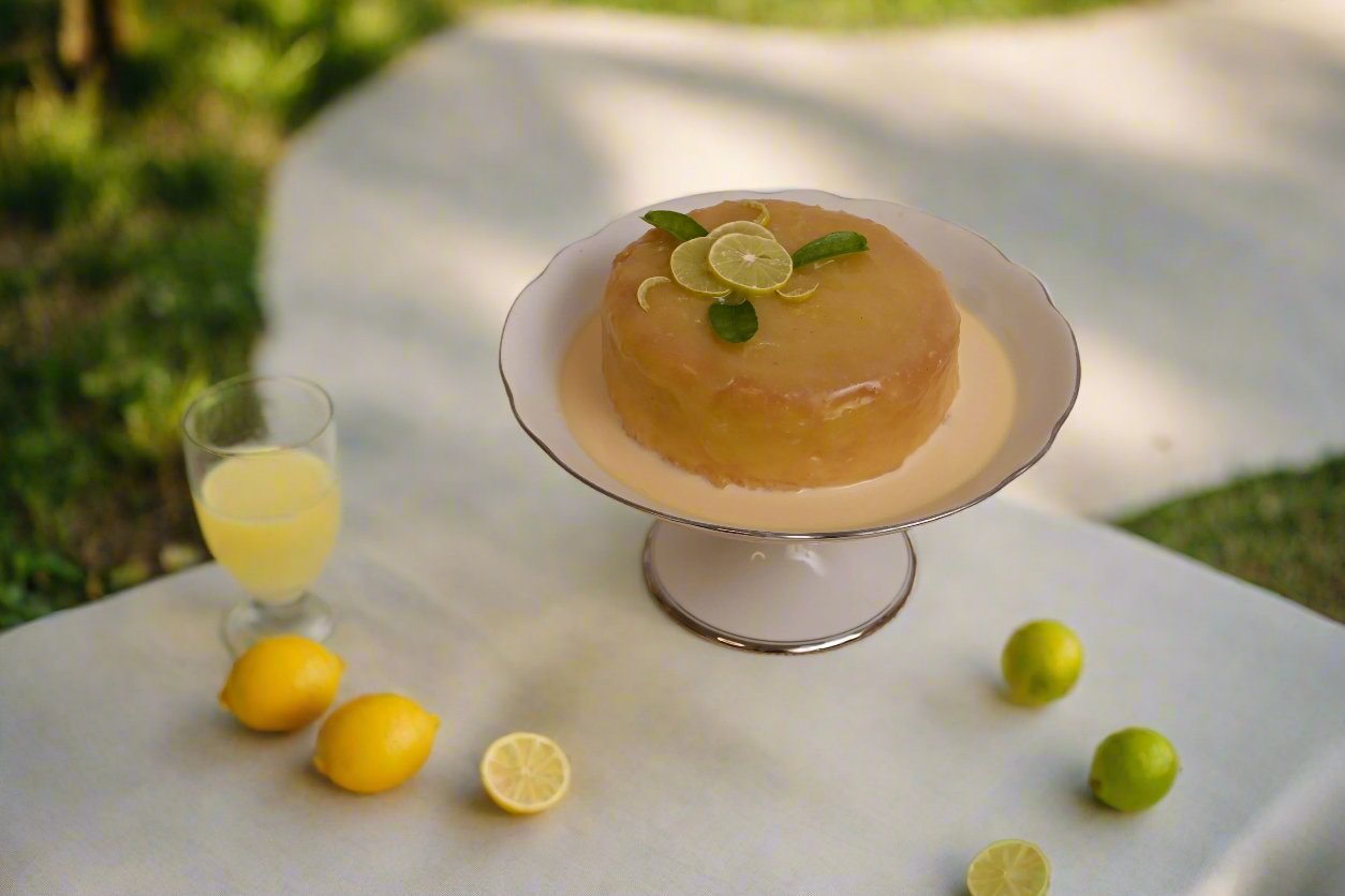 Lemon Curd Tres Leches Cake: Soft sponge soaked in a lemon-infused Tres Leches blend, topped with tangy lemon curd and fresh cream.