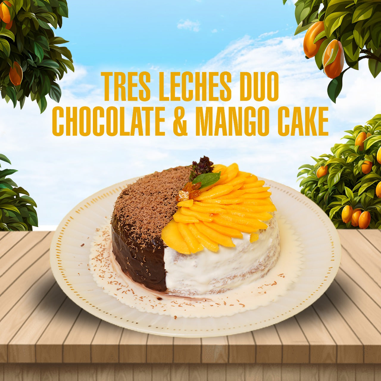 Large Duo Mango Three Milk Cake