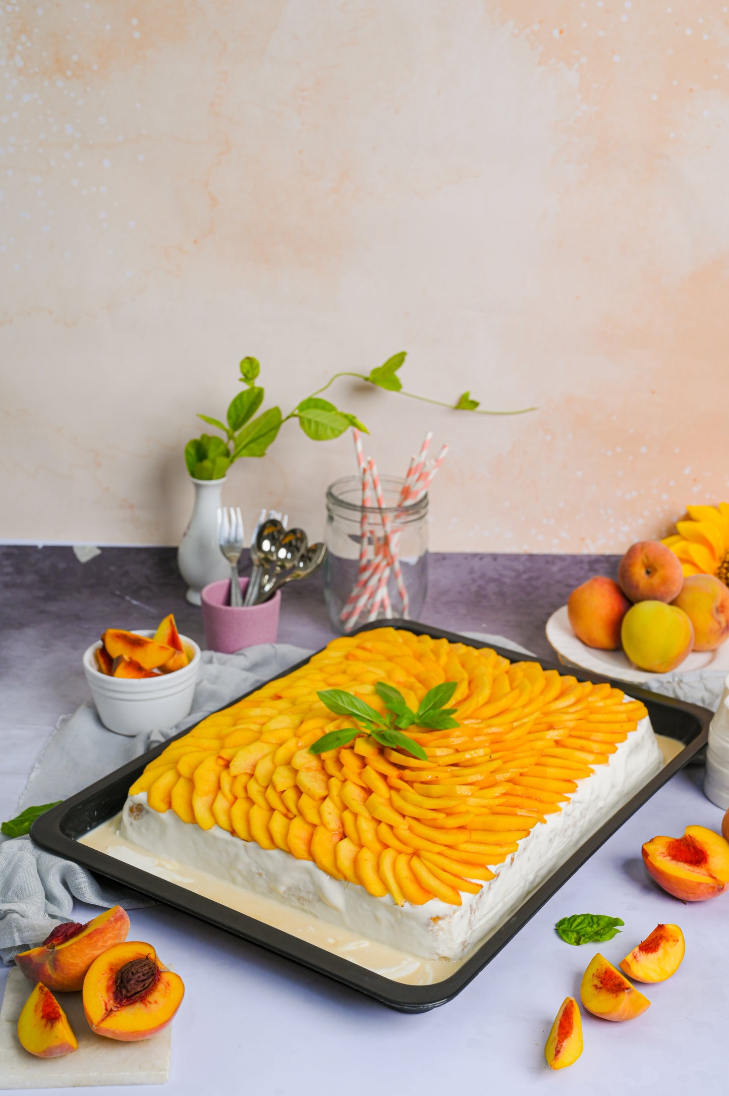 Large Peach Three Milk Cake