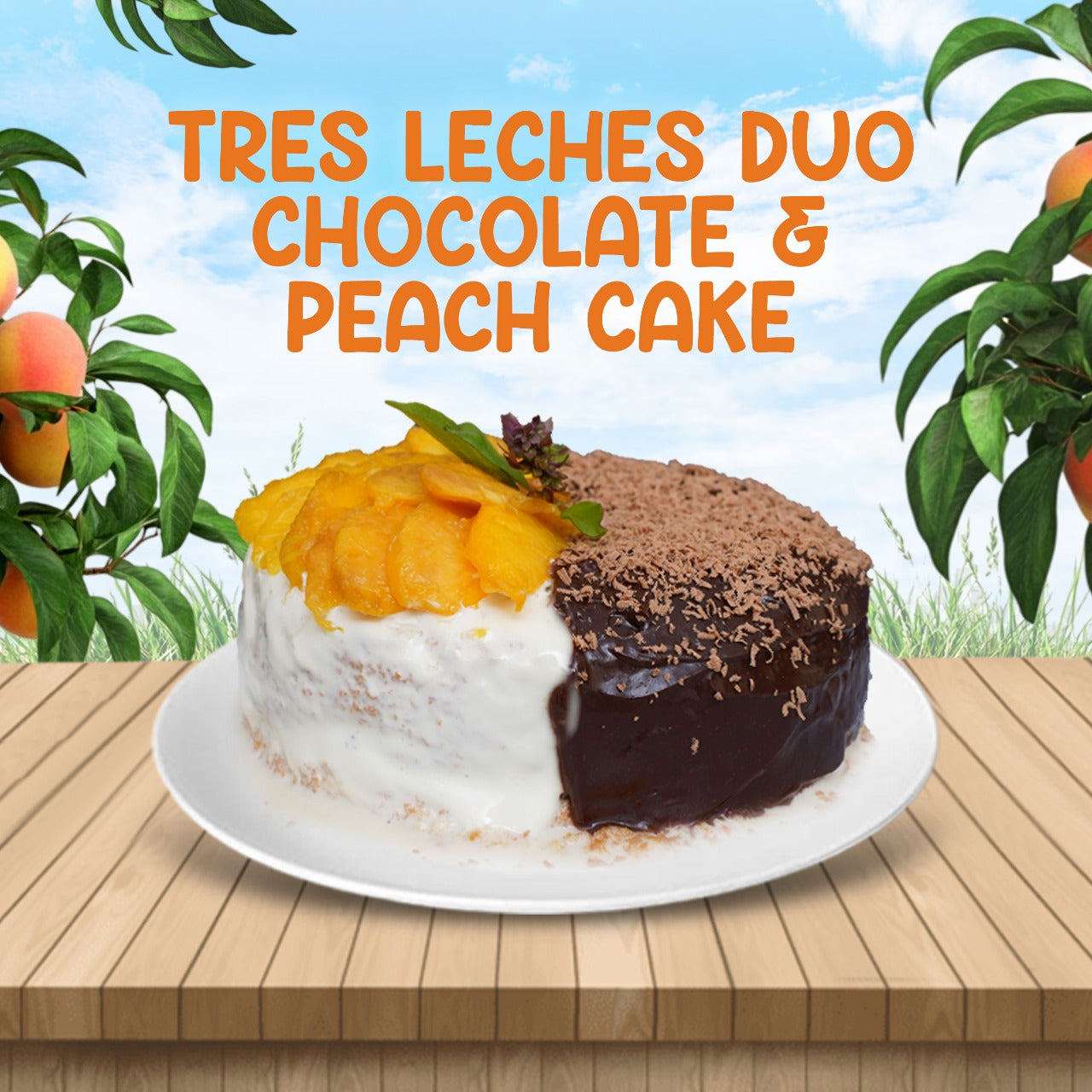 Duo Peach Three Milk Cake